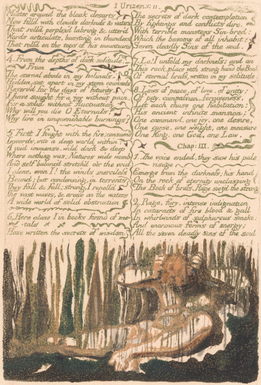 O Primeiro Livro do Urizen, Placa 4, "Muster around the desarts bleak desarts . . . ." (Bentley 4) de William Blake