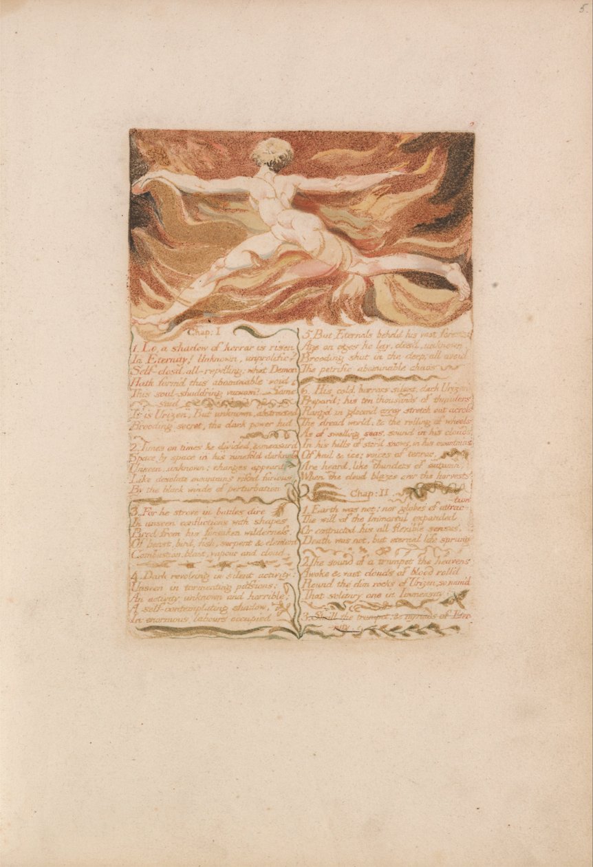 O Primeiro Livro de Urizen, Placa 5, Capítulo 1 .... (Bentley 3) de William Blake