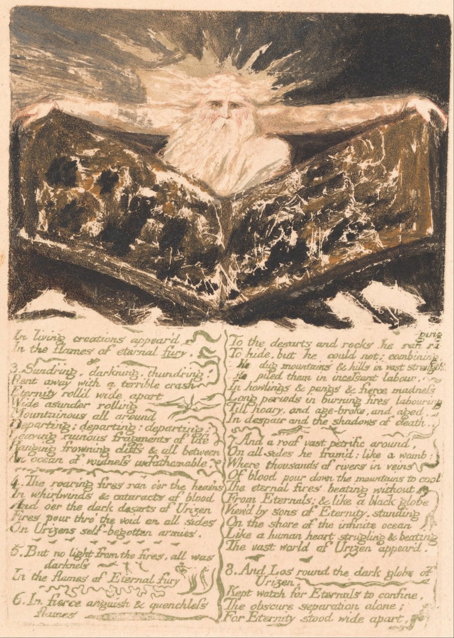 O primeiro livro de Urizen, ilustração 6, em criações vivas apareceu. . . . (Bentley 5) de William Blake