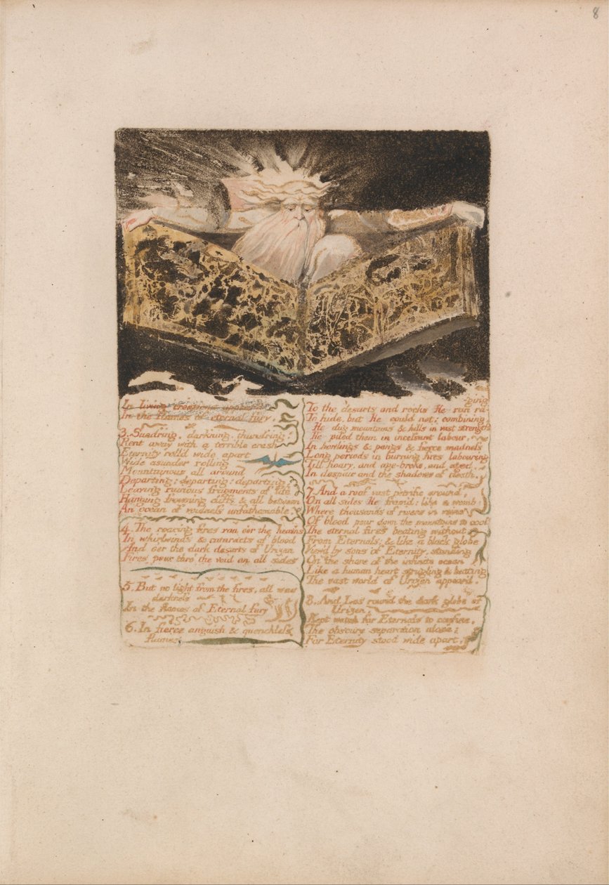 O primeiro livro de Urizen, ilustração 8, In Living Creations apareceu .... (Bentley 5) de William Blake