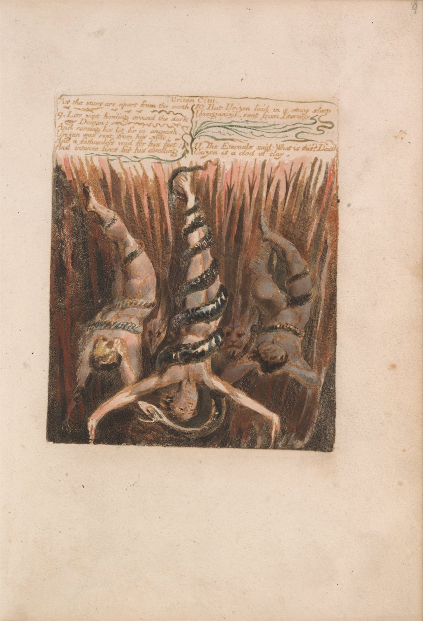O primeiro livro de Urizen, ilustração 9, como as estrelas estão separadas da terra .... (Bentley 6) de William Blake