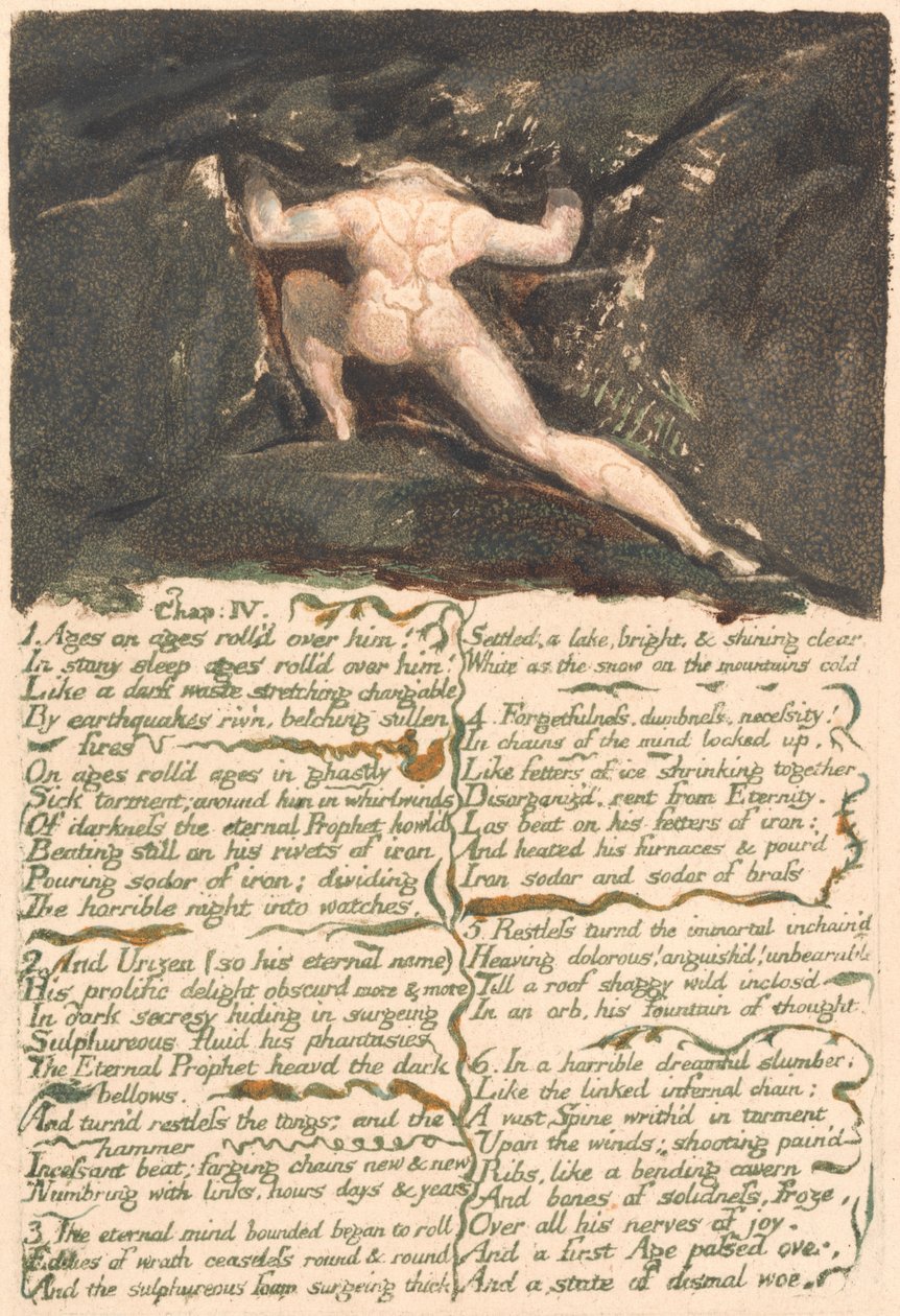 O Primeiro Livro do Urizen, Placa 9, "Cap: IV | 1 Idades sobre ele rolou . . . ." (Bentley 10) de William Blake