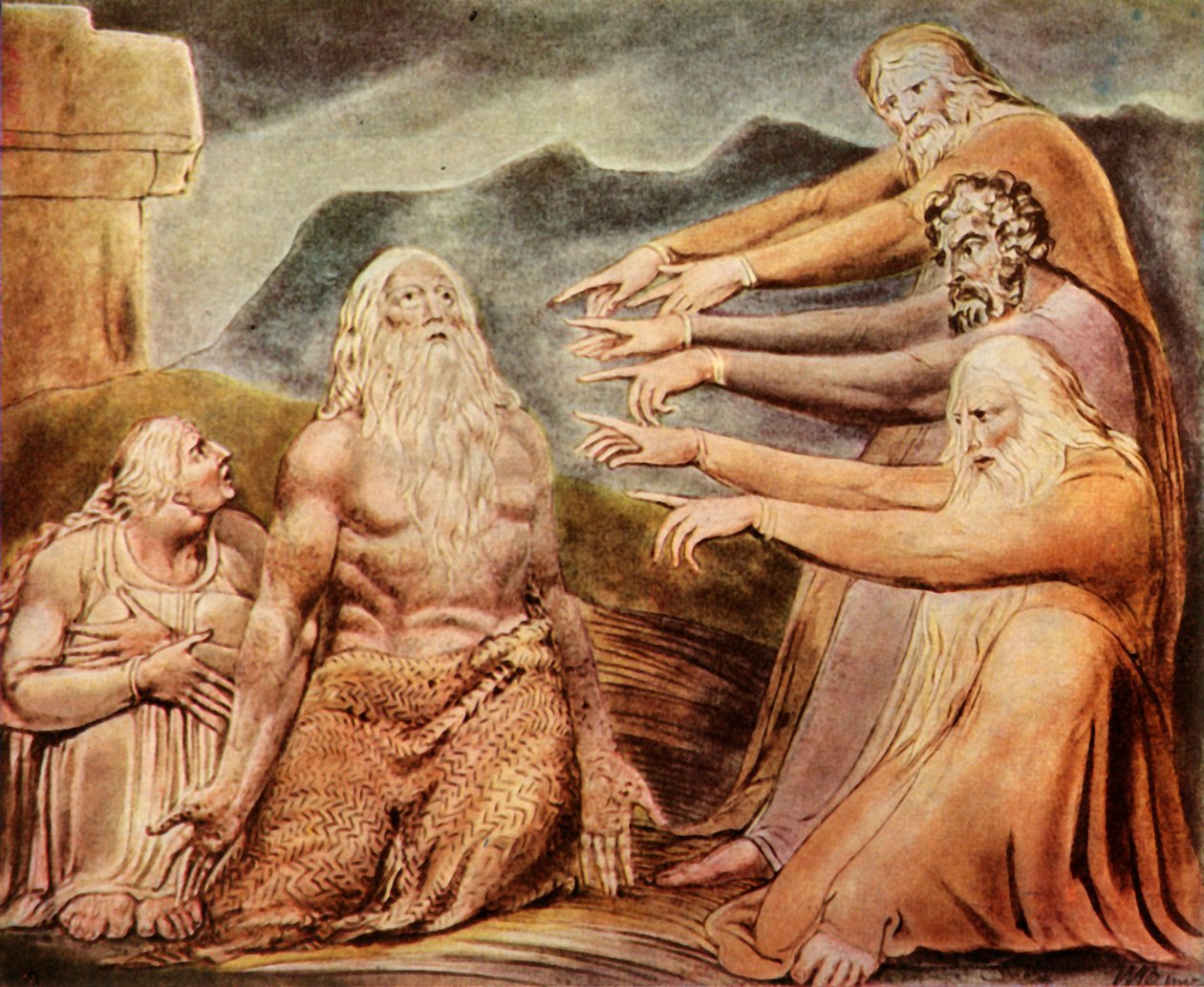 "O Homem Justo é ridicularizado", c1825, 1943.   de William Blake