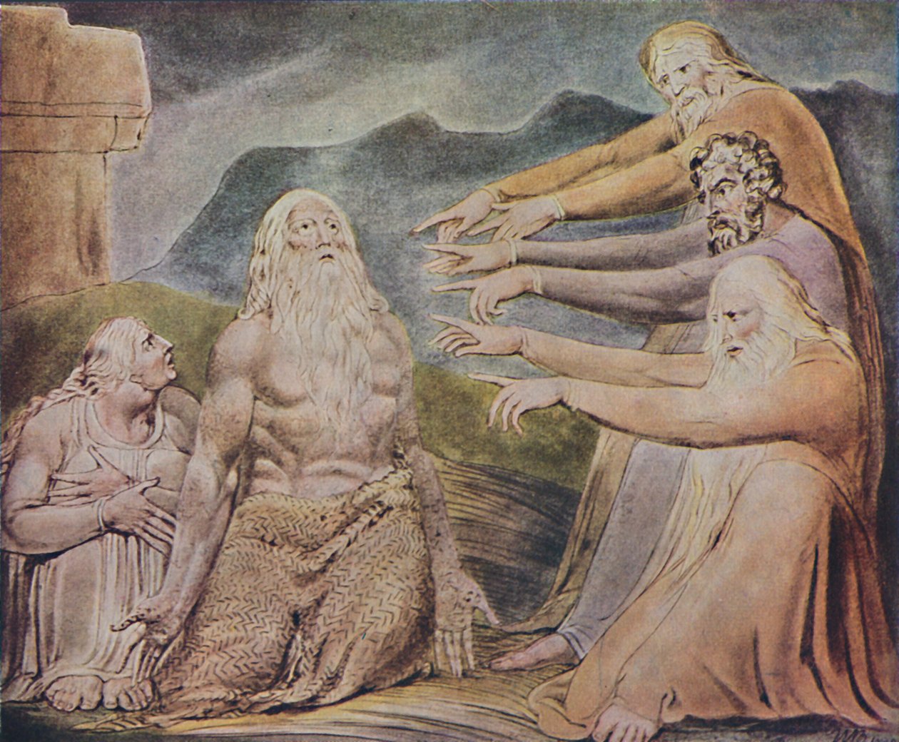 O homem justo na vertical é ridicularizado, c1825, 1947 de William Blake