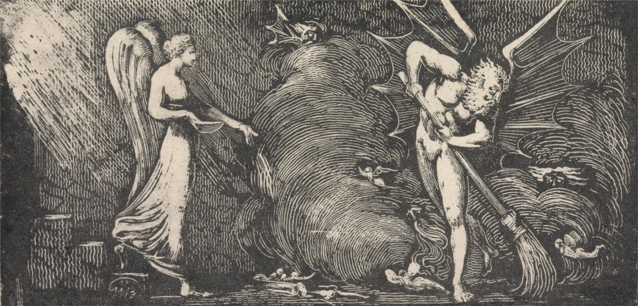 O homem varrendo o salão do intérprete de William Blake