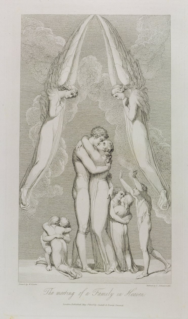 O Encontro de uma Família no Céu, pl.4, ilustração de &39;O Túmulo, Um Poema&39; de William Blake (1757-1827) gravado por Luigi Schiavonetti (1765-1810), 1808 de William Blake