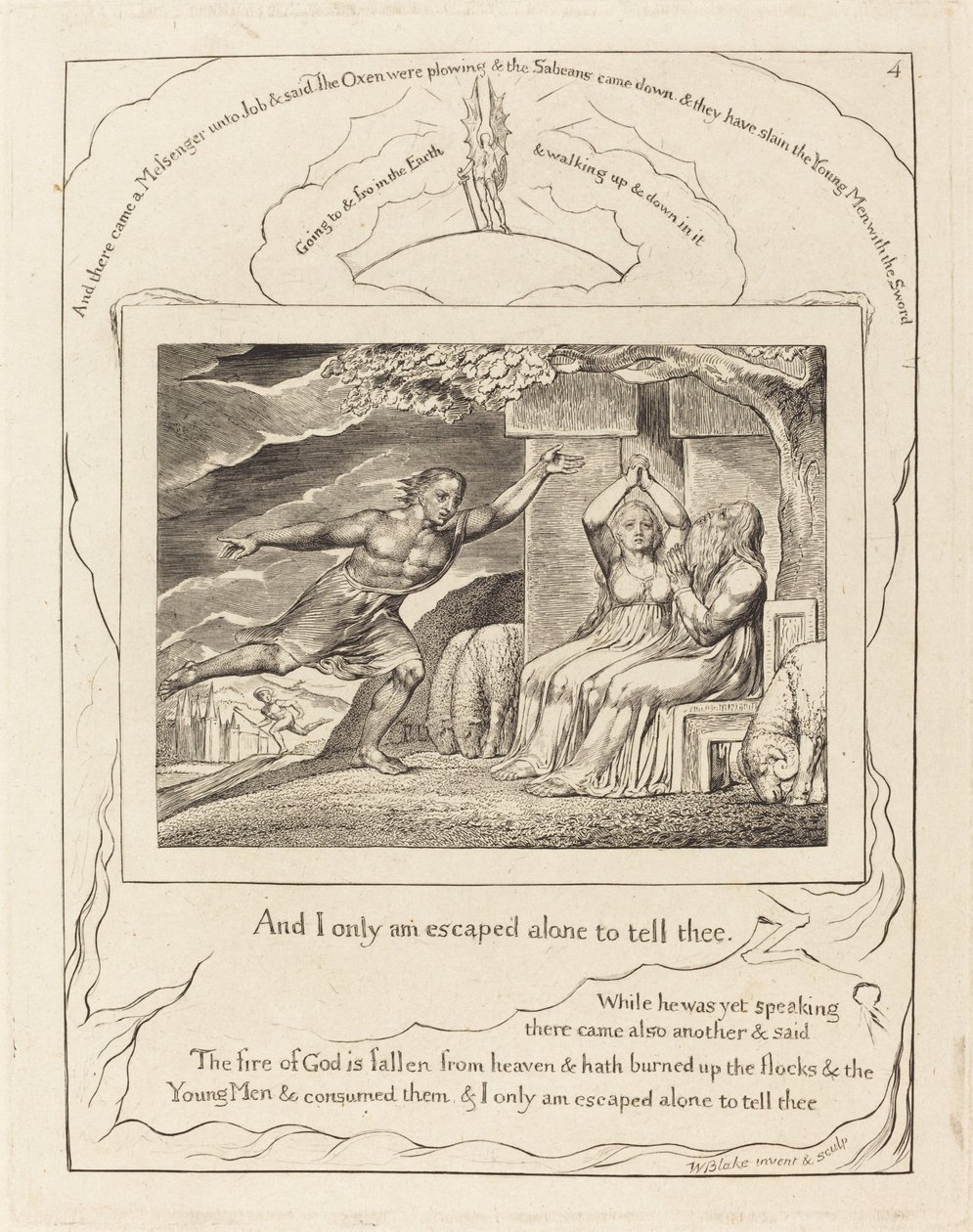 Os Mensageiros contam a Jó sobre seus infortúnios de William Blake
