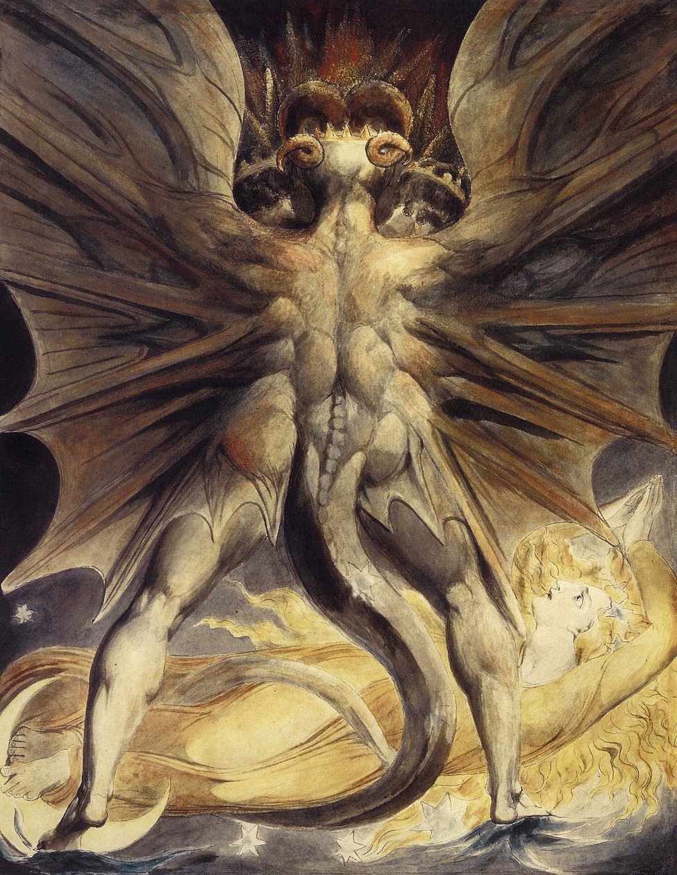 O dragão vermelho e a mulher vestida de sol, ca 1802-1805 de William Blake