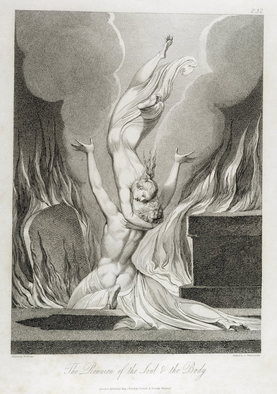 A reunião da alma e do corpo, pl. 13, ilustração de &39;The Grave, A, Poem&39;, de William Blake (1757-1827), gravada por Luigi Schiavonetti (1765-1810), 1808 de William Blake