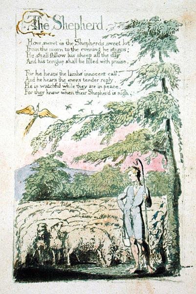 O pastor, placa 4 recto de &39;Songs of Innocence&39; de William Blake