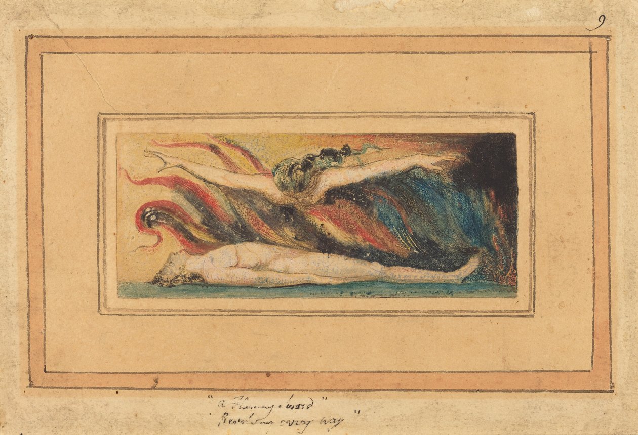 A alma pairando sobre o corpo [de O casamento do Céu e do Inferno, prancha 14] de William Blake