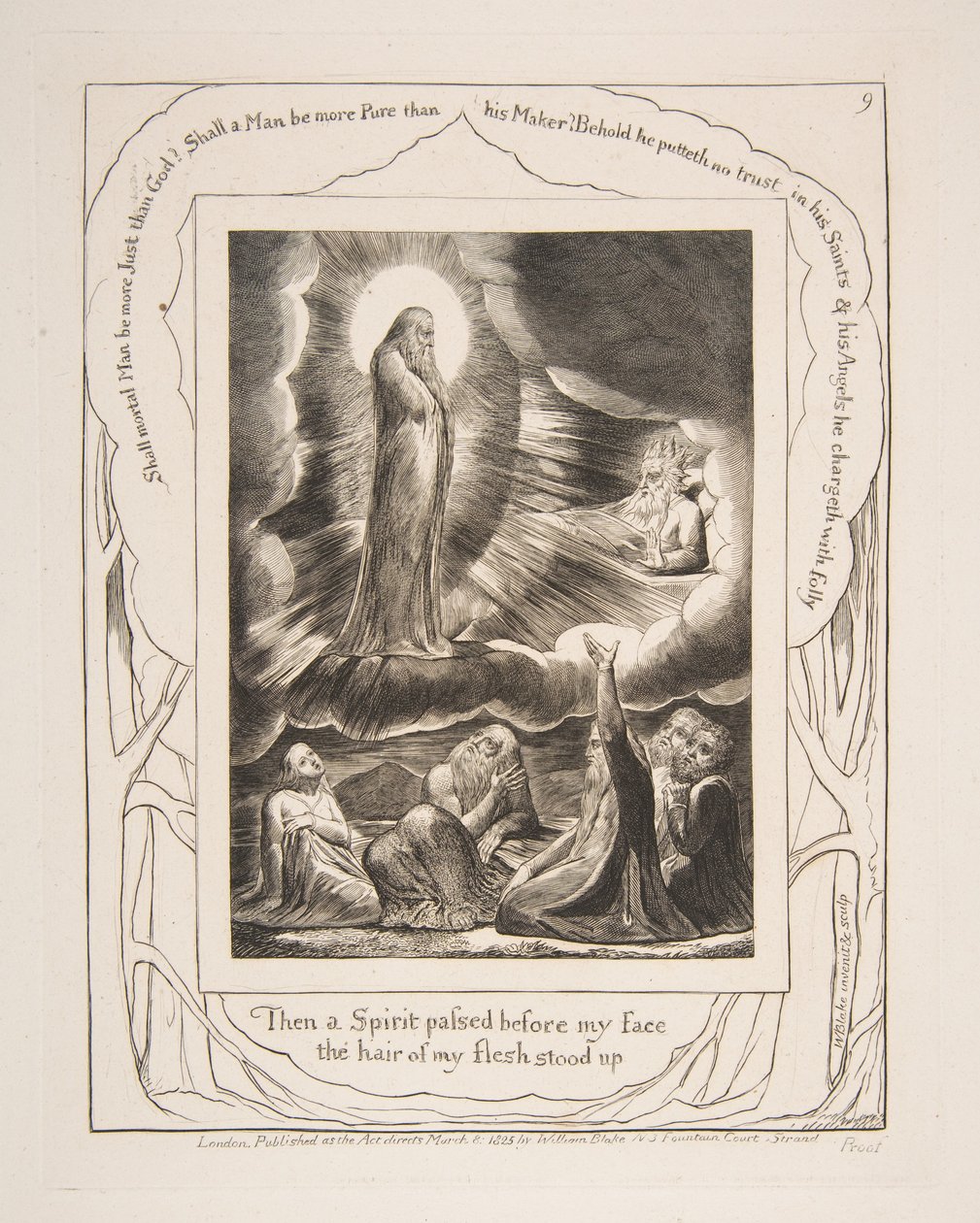 A Visão de Elifaz, das Ilustrações do Livro de Jó, 1825-26. de William Blake