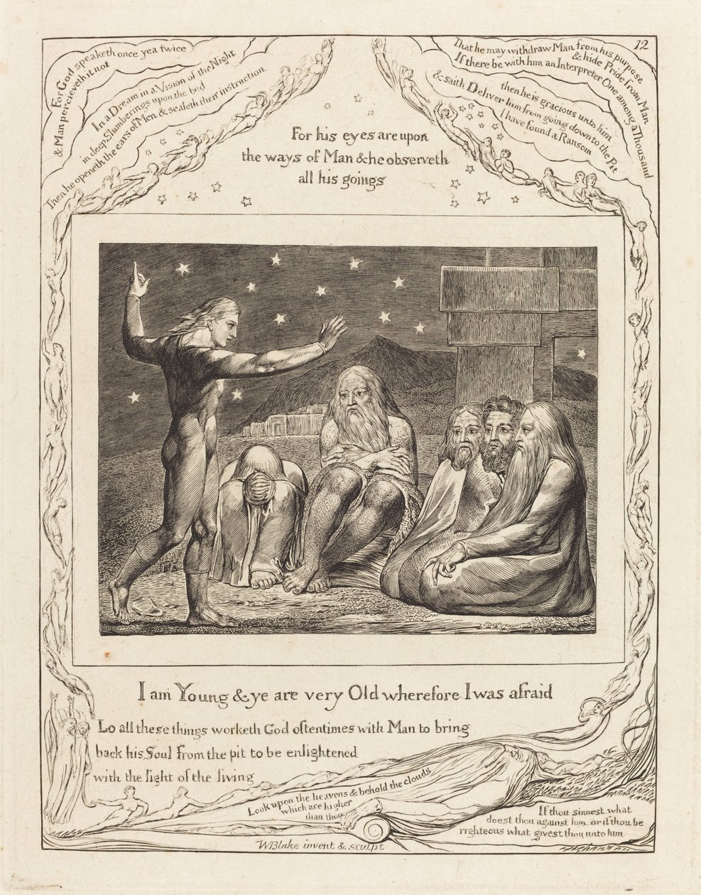 The Wrath of Elihu, 1825. de William Blake