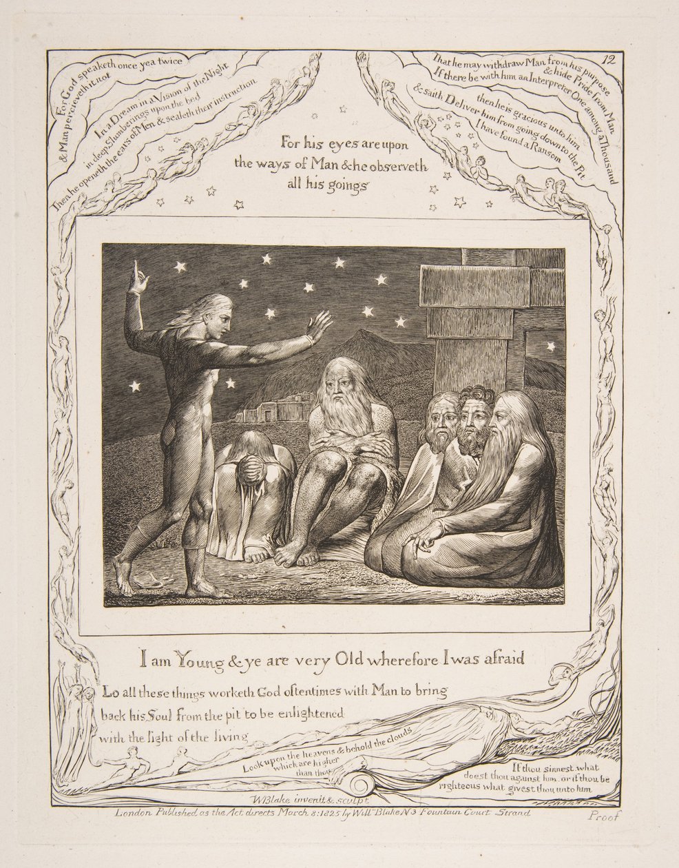 A Ira de Eliú, das Ilustrações do Livro de Jó, 1825-26. de William Blake