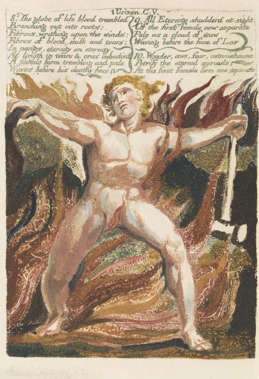 &39;O globo de sangue vital tremeu ...&39;, ilustração 17 de &39;O Primeiro Livro de Urizen&39; de William Blake