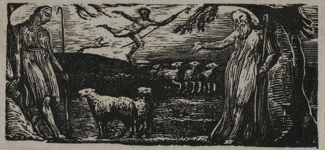 Thenot Remonstrates com Colinet, Lightfoot in Background, de The Pastorals of Virgil de William Blake