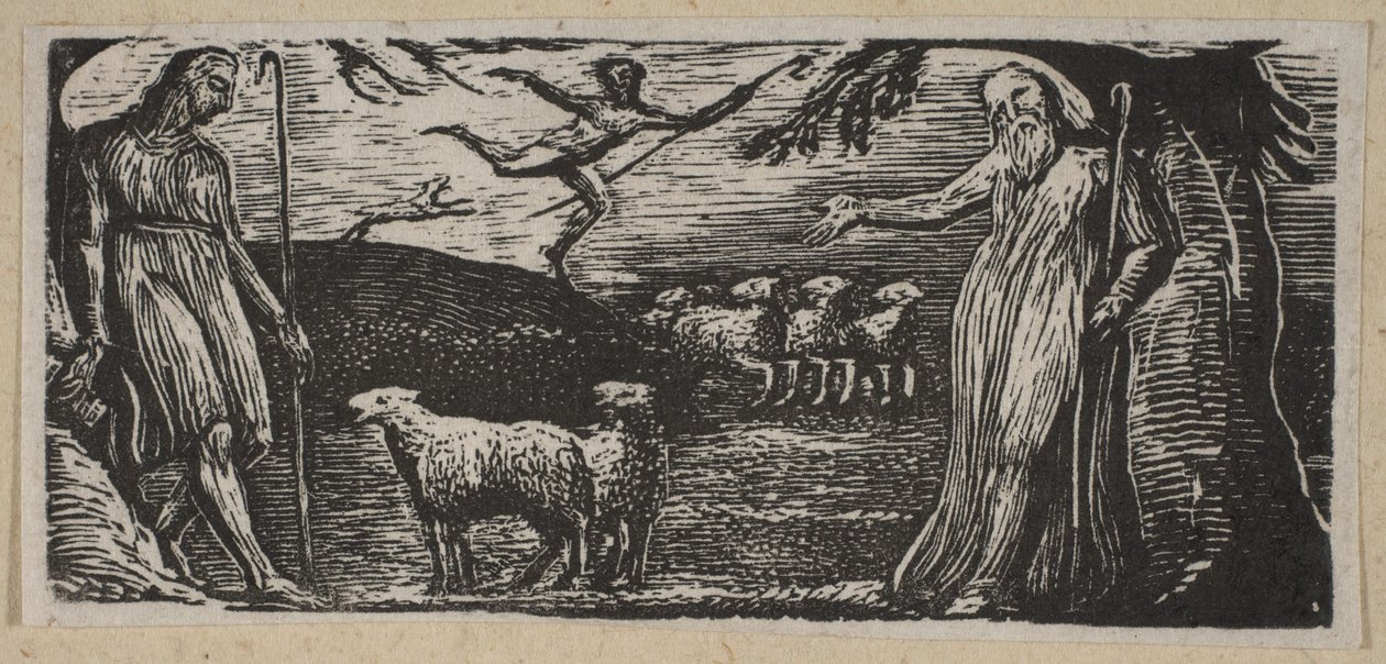 Thenot Remonstrates com Colinet, Lightfoot no fundo, de Thorntons Pastorals o ..., 1821. de William Blake