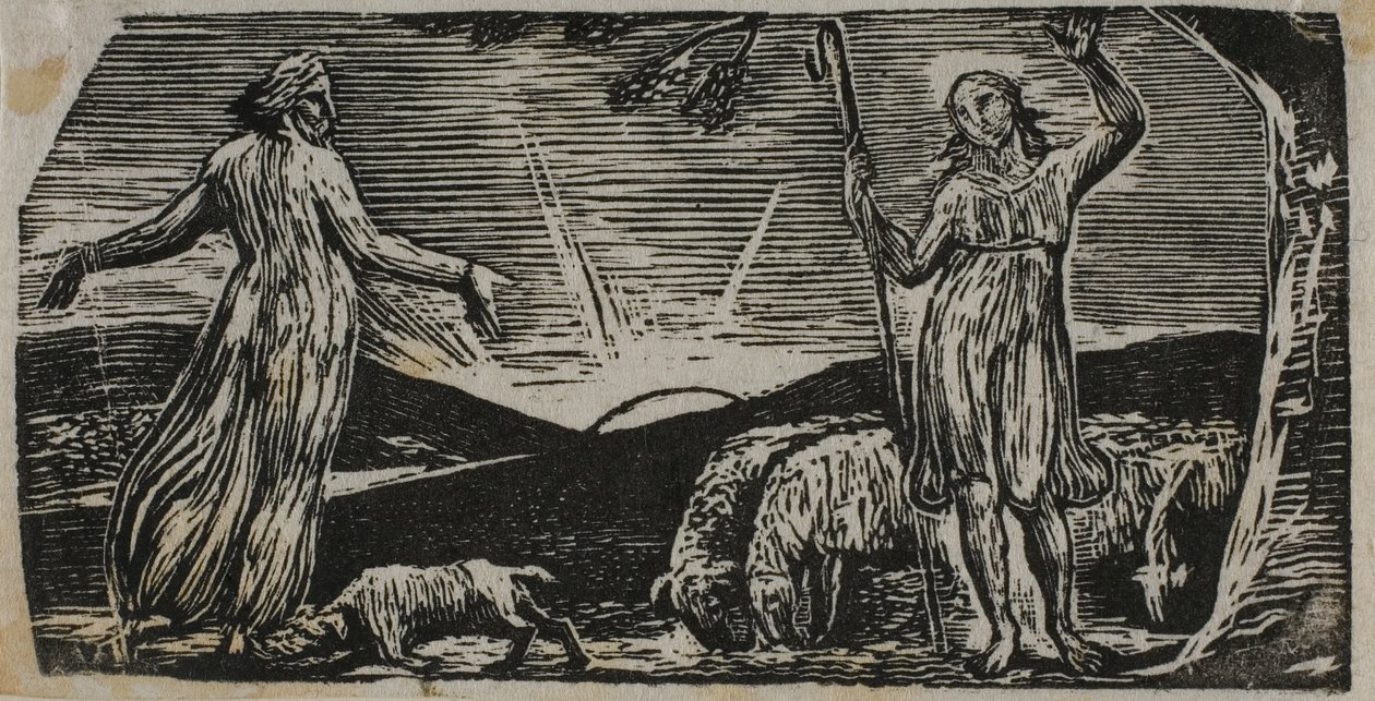 Thenot protesta com Colinet, de As Pastorais de Virgílio de William Blake