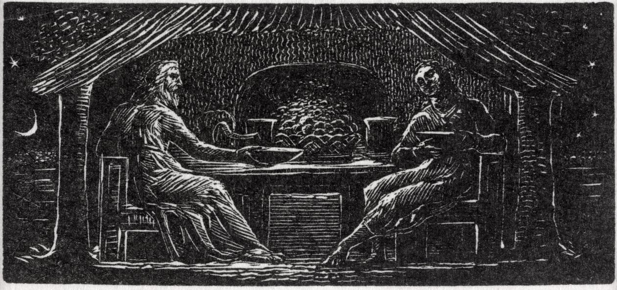 Thenot e Colinet supostam, ilustração de &39;The Pastorals of Virgil&39; do Dr. Thornton de William Blake