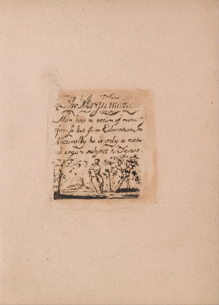 Não há religião natural, ilustração 2, o argumento. . . . (Bentley a3) de William Blake