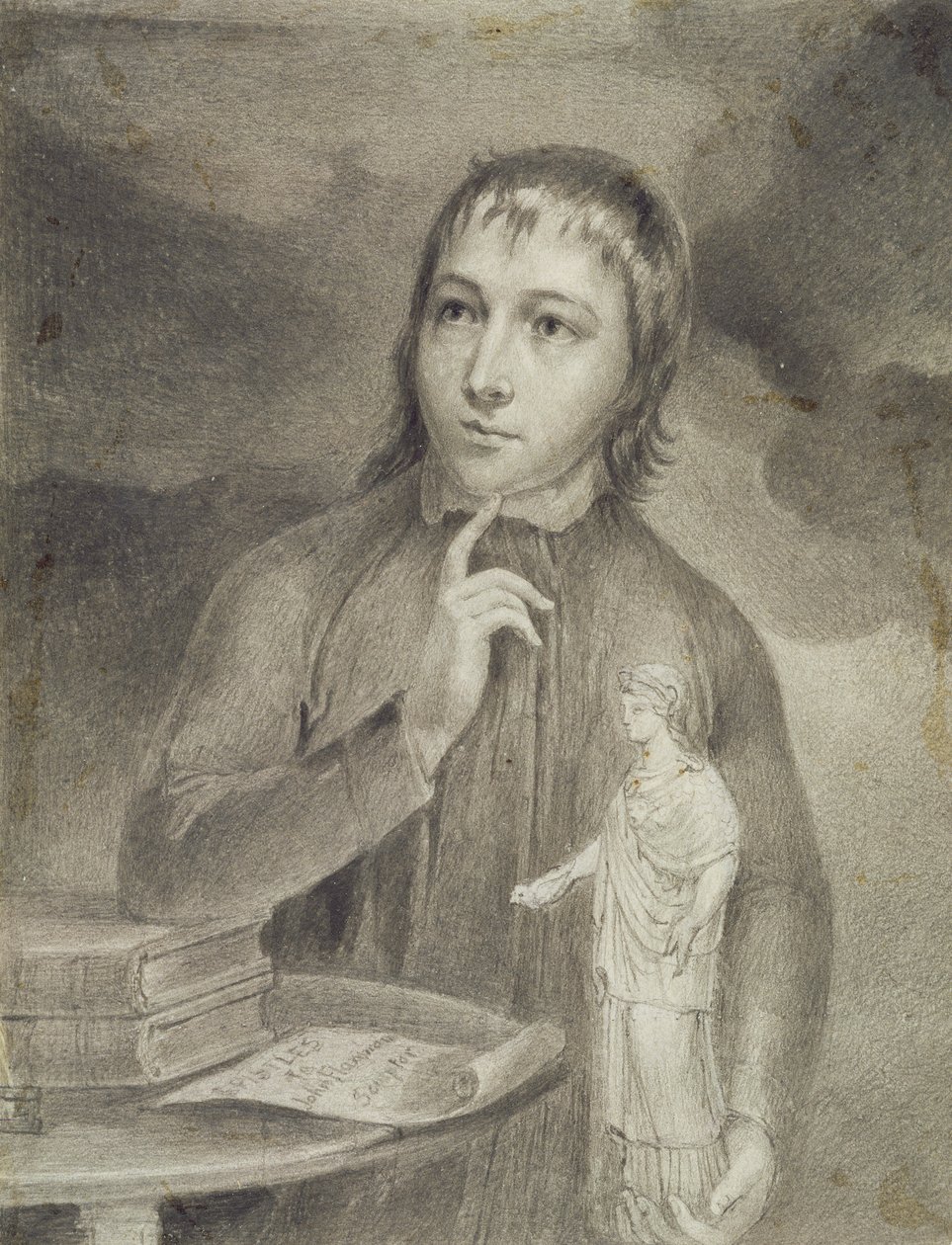 Thomas Alphonso Hayley, Desenho de Meio Comprimento, c.1800 (grafite com cinza b - c no papel) de William Blake