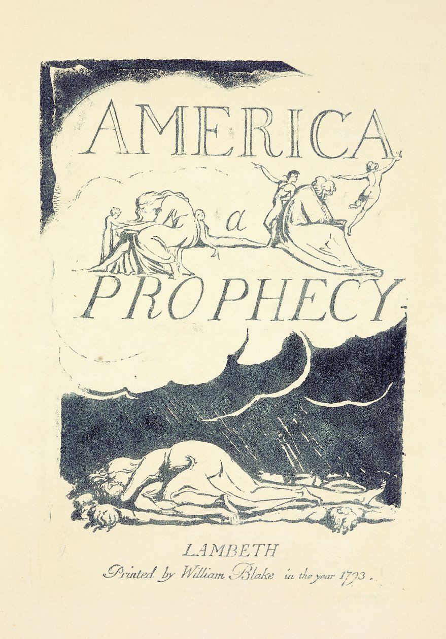 Página de rosto de "America, A Prophesy", meados da década de 1790 de William Blake