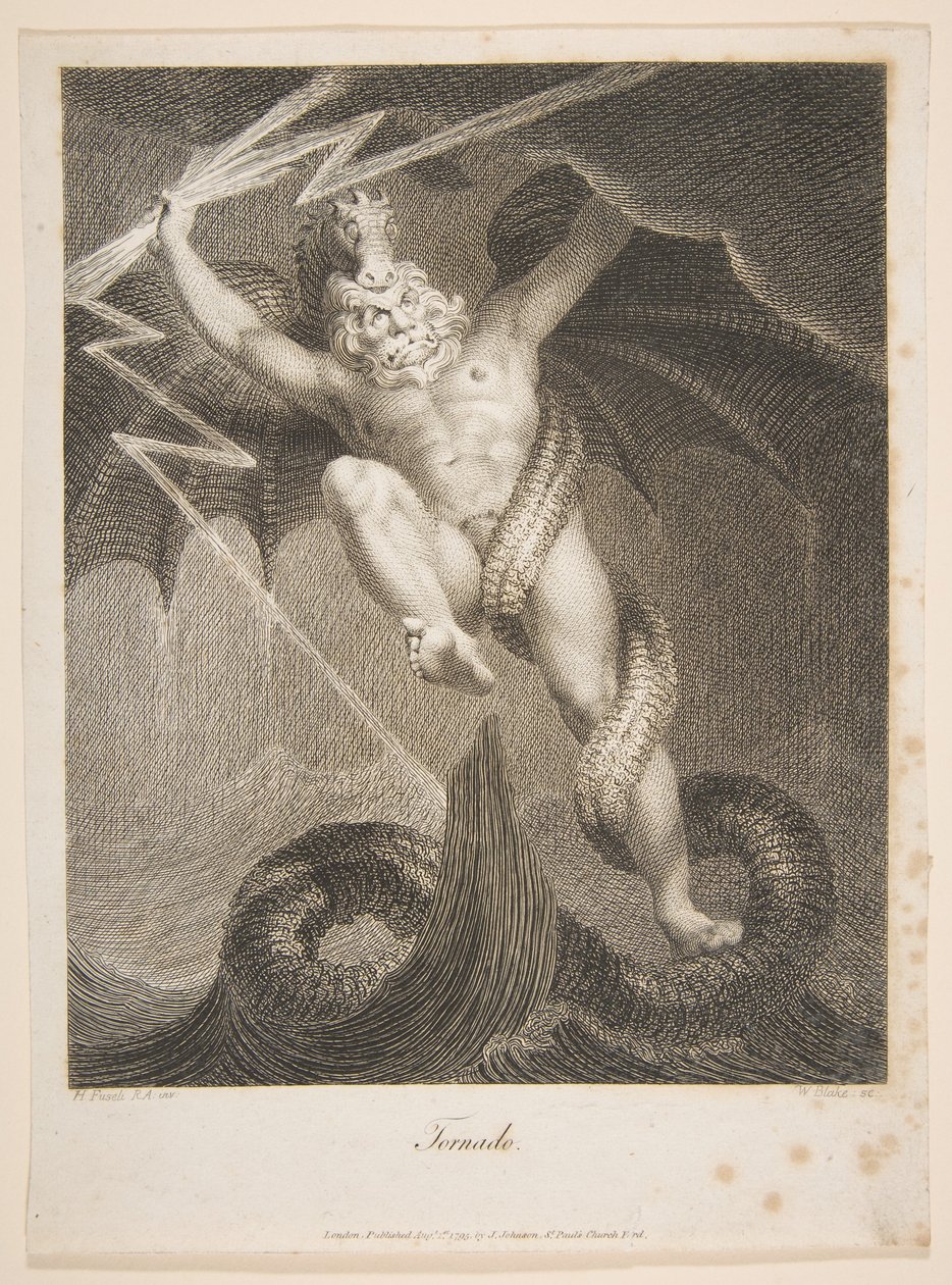 Typhon de combate do furacão-Zeus Erasmus Darwin, o jardim botânico, 1º de agosto de 1795. de William Blake