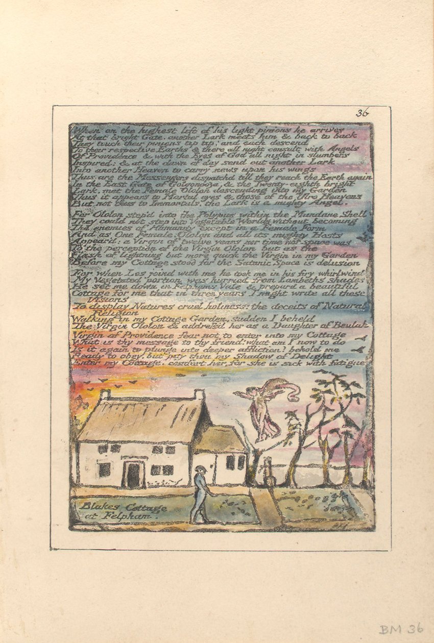 "Quando estiver no elevador mais alto ...", placa 36 de "Milton, um poema em dois livros", c.1804-08 de William Blake