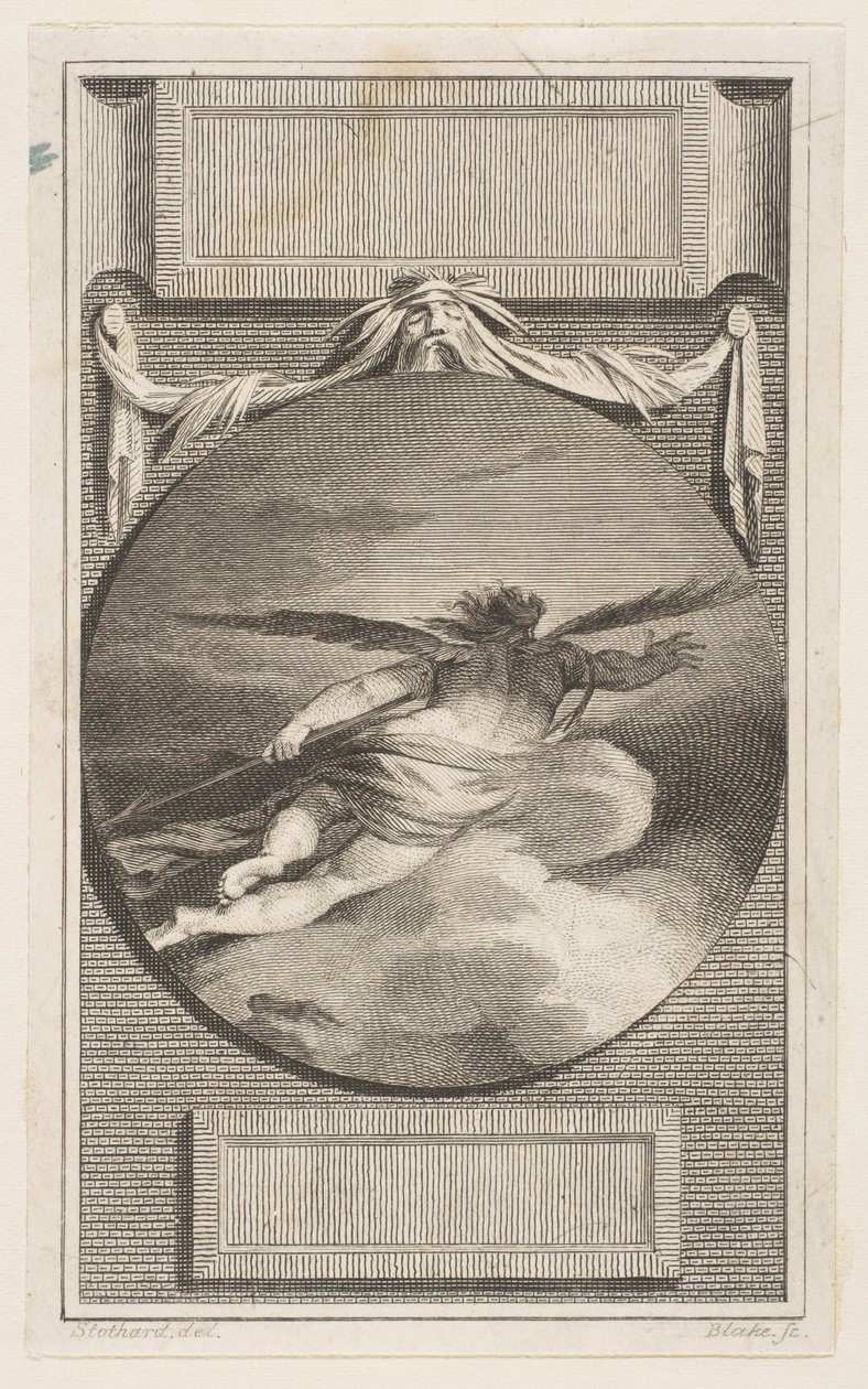 Figura alada voando através das nuvens, ca. 1780-87. de William Blake