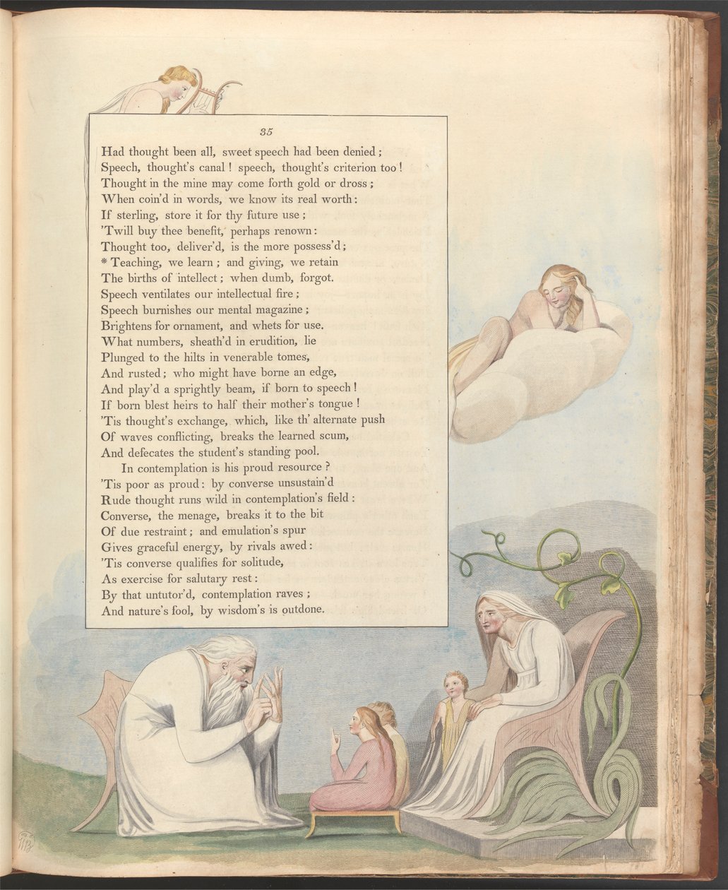 Pensamentos nocturnos dos jovens, Página 35, "Ensinar, nós aprendemos; e dar, nós retemos". de William Blake