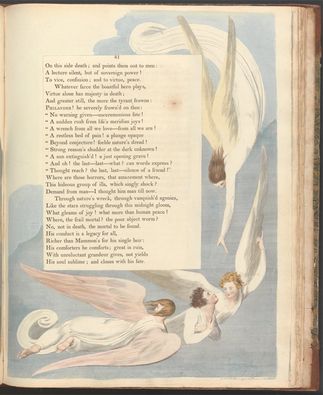 Pensamentos da noite de Young, Página 41, Uma marca radiante, o leito de morte dos justos de William Blake