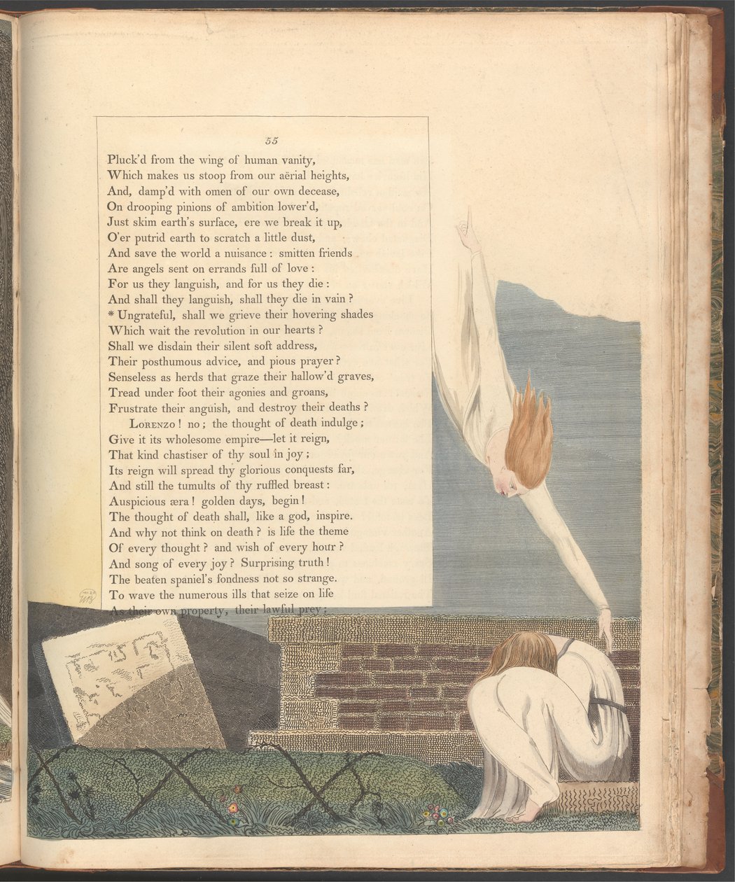 Pensamentos nocturnos dos jovens, Página 55, "Ingratos, vamos lamentar as suas sombras pairando". de William Blake