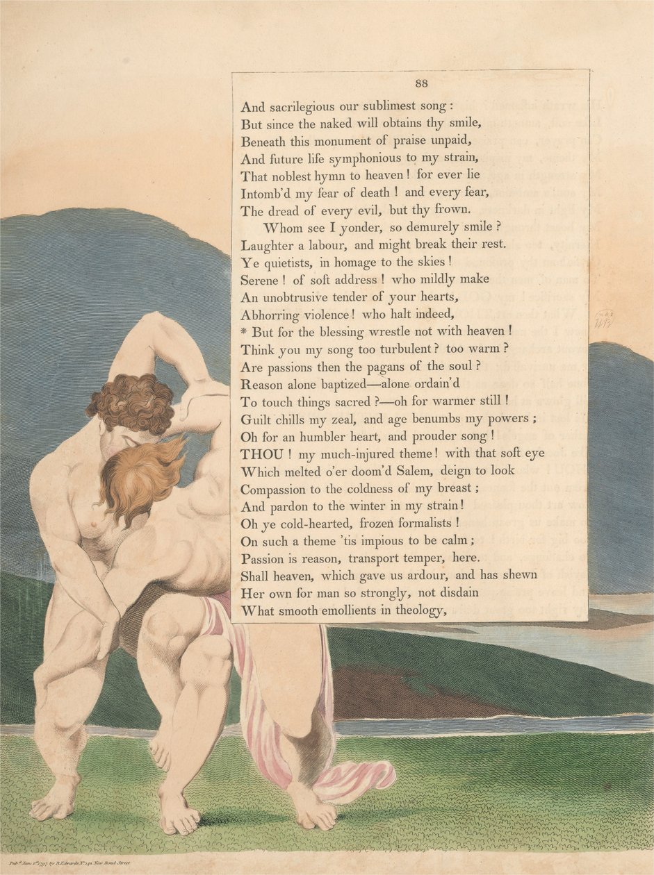 Pensamentos da noite de Young, página 88, mas pela bênção Não lute com o céu de William Blake