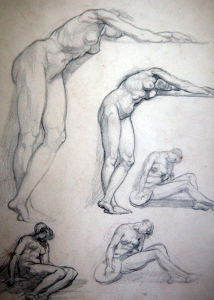 Eis o Noivo Vem, ou As Dez Virgens, c.1880 (lápis sobre papel) de William Blake Richmond