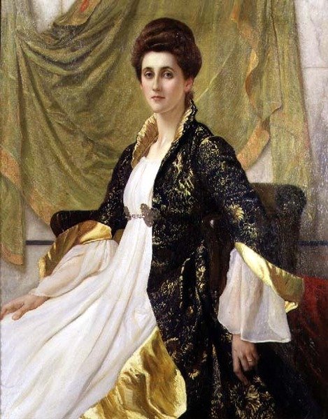 Retrato da Sra. Ernest Moon, nee Emma de Villiers Lamb, c.1888 de William Blake Richmond