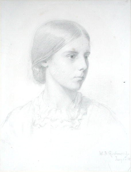 Retrato de uma jovem mulher (lápis sobre papel) de William Blake Richmond