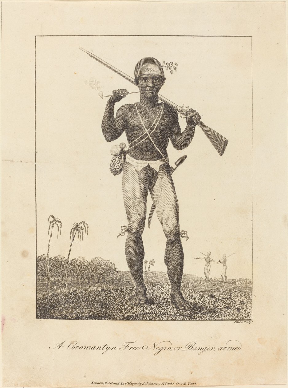 Um Coromantyn Free Negro, ou Ranger, armado de William Blake after John Gabriel Stedman
