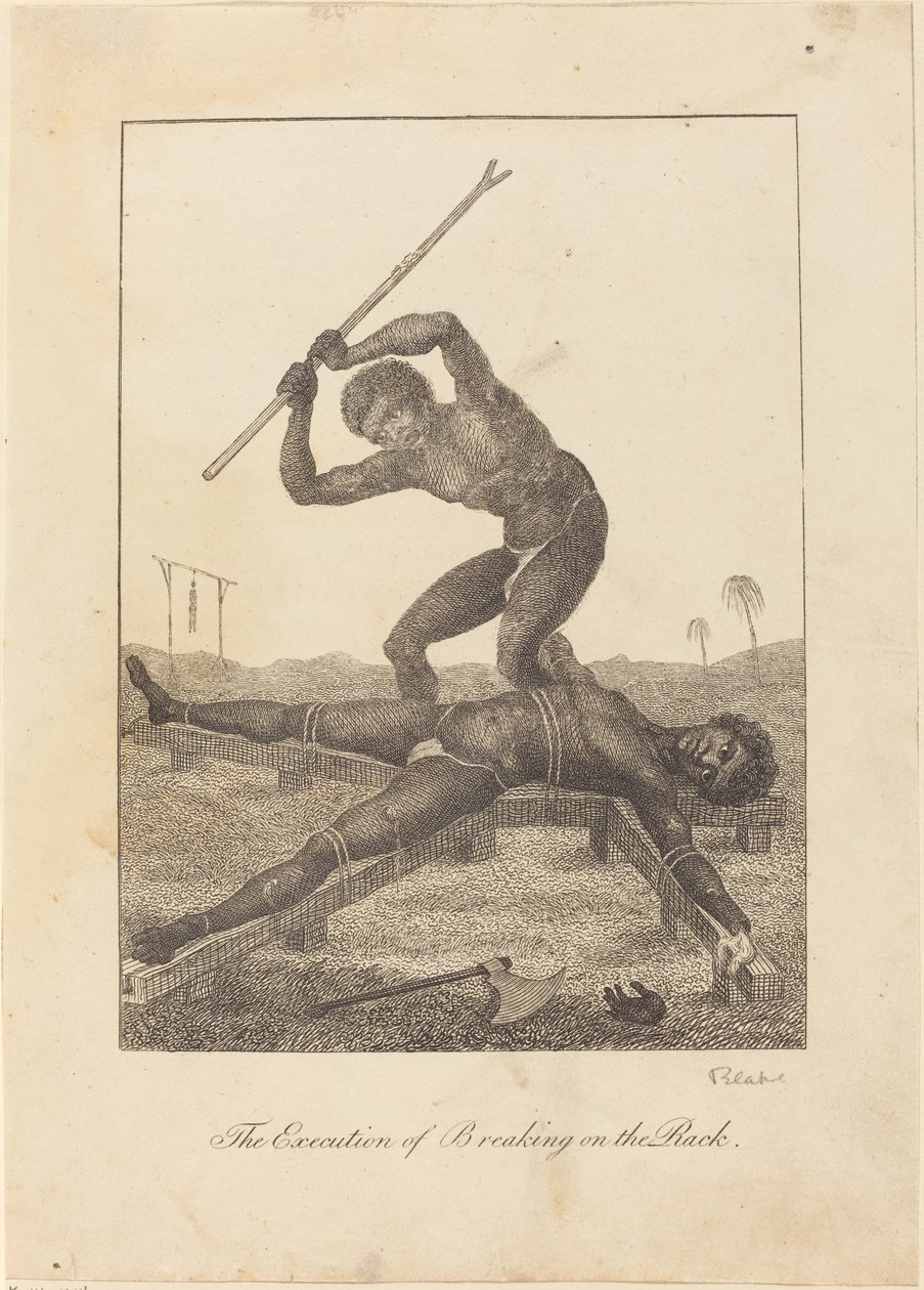 A execução de quebrar no rack de William Blake after John Gabriel Stedman