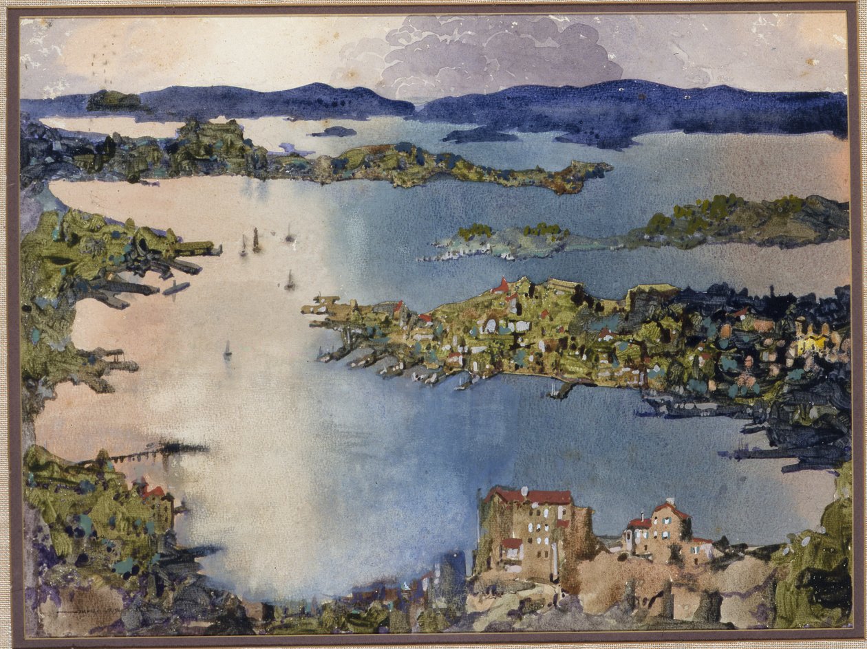 Um mar sem litoral (Sydney Harbour), c.1895 (w - c no papel) de William Blamire Young
