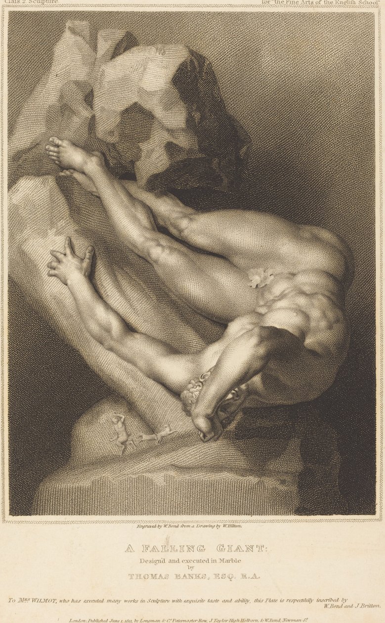 Um gigante caindo de William Bond after William Hilton I after Thomas Banks