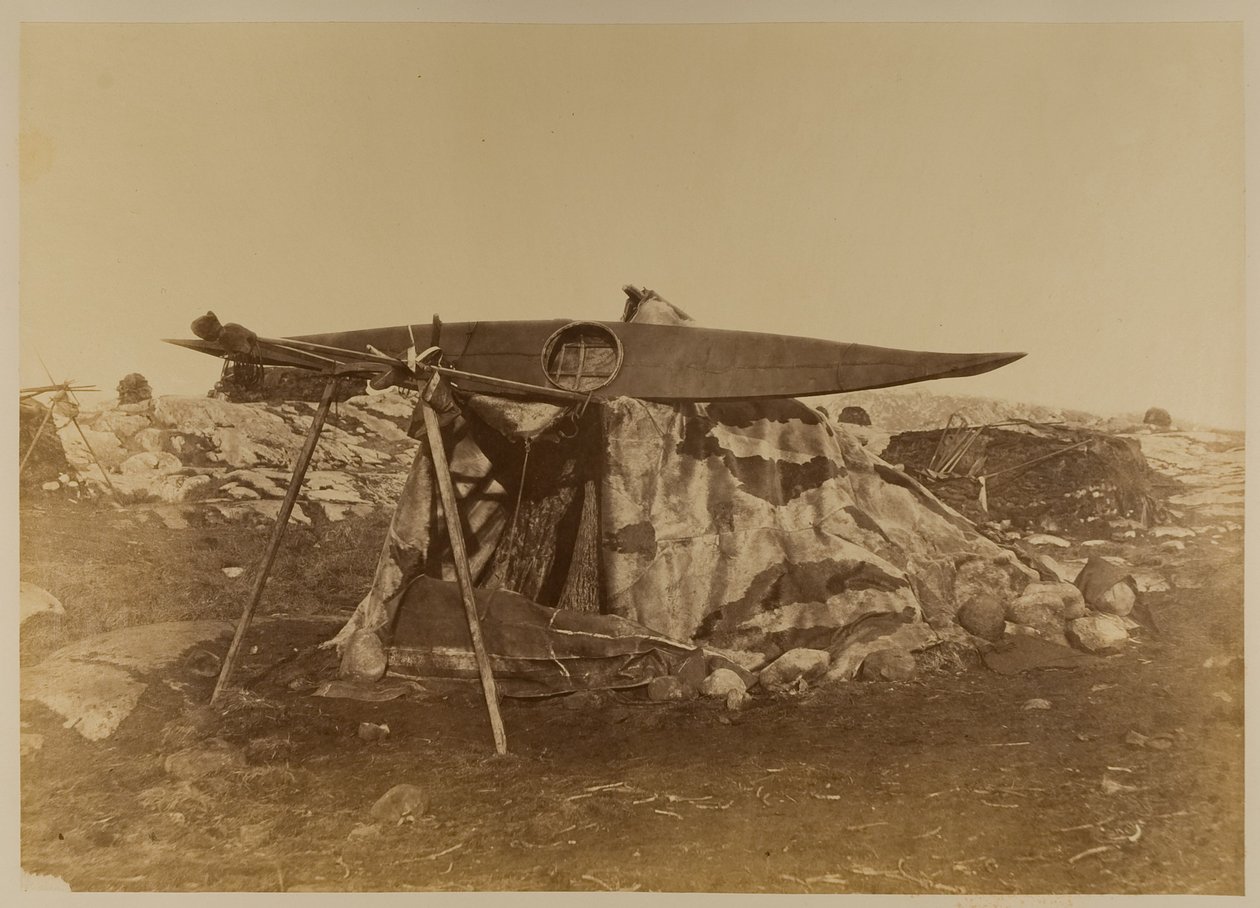 Esquimaux Toupek ou Skin Tent, placa 121 de Bradford "s" The Arctic Regions ", 1873 de William Bradford