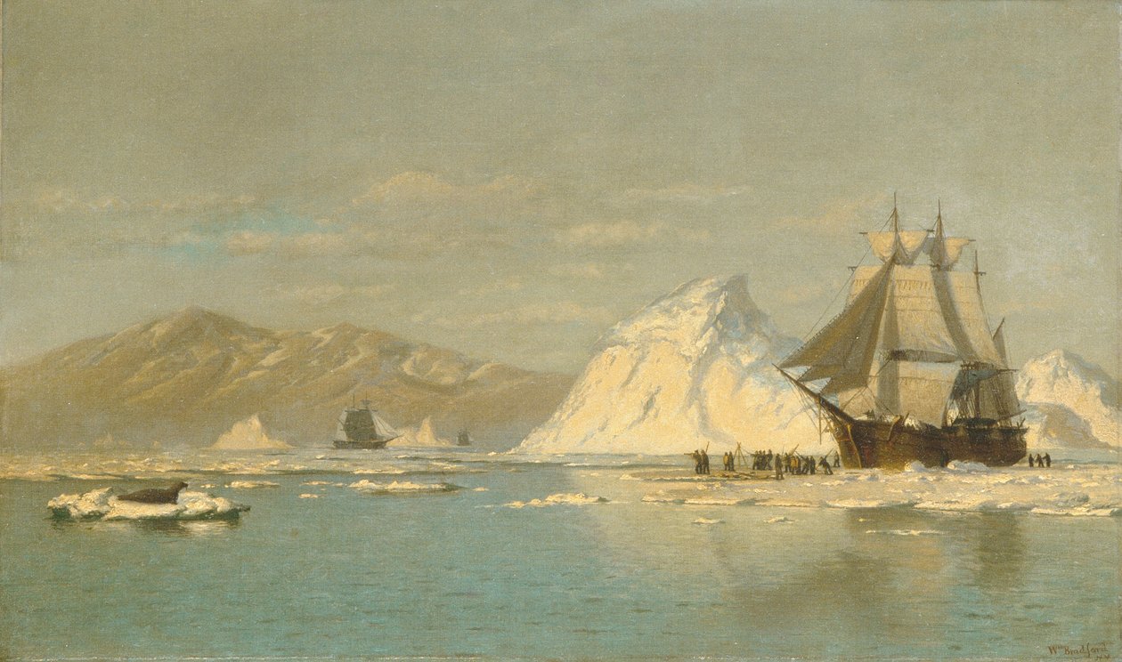Ao largo da Gronelândia - baleeiro à procura de águas abertas de William Bradford