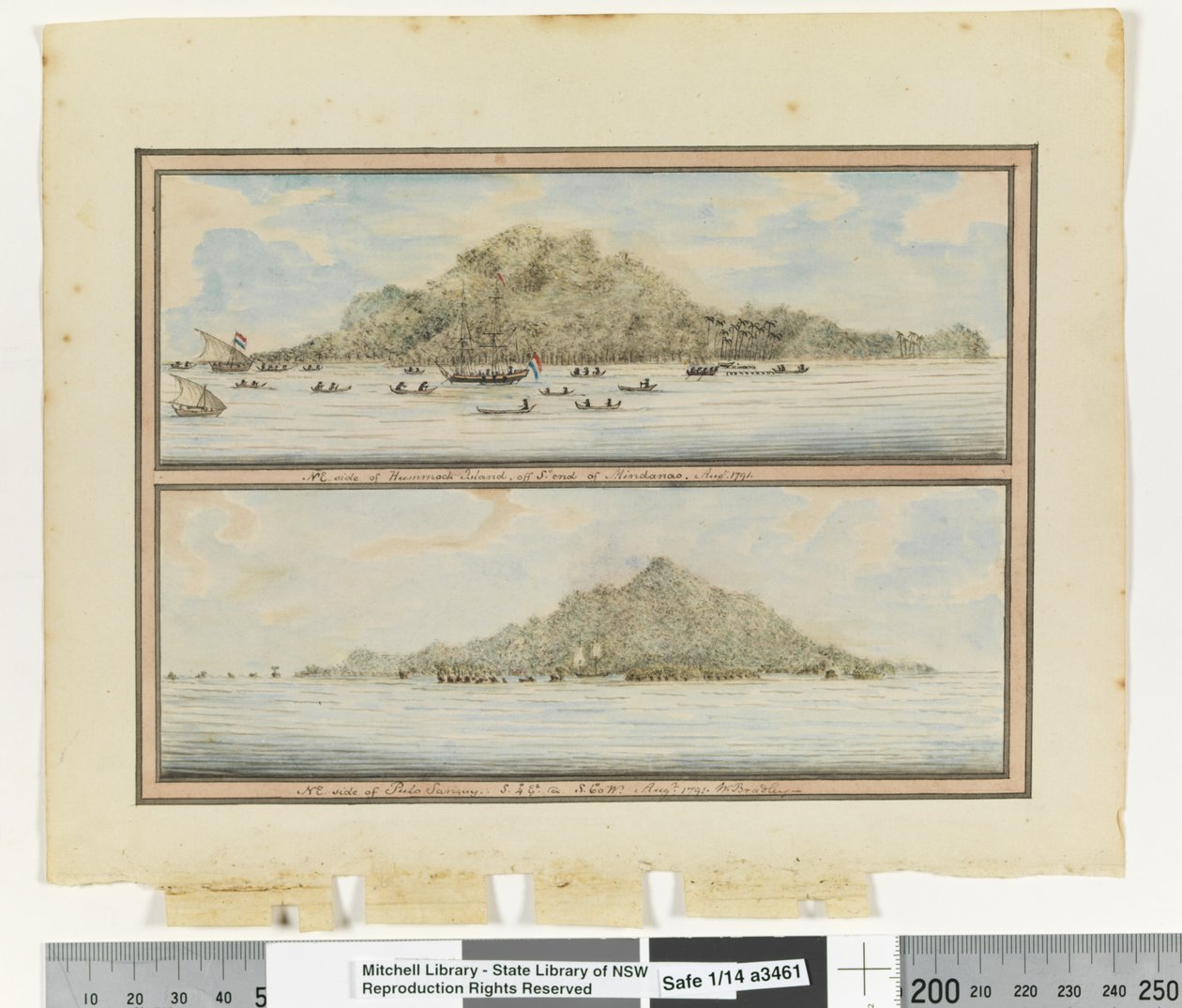 Em frente, p. 276. "NE. lado da Ilha Hummock, ao largo de Sn end of Mindanoo. Agosto 1791