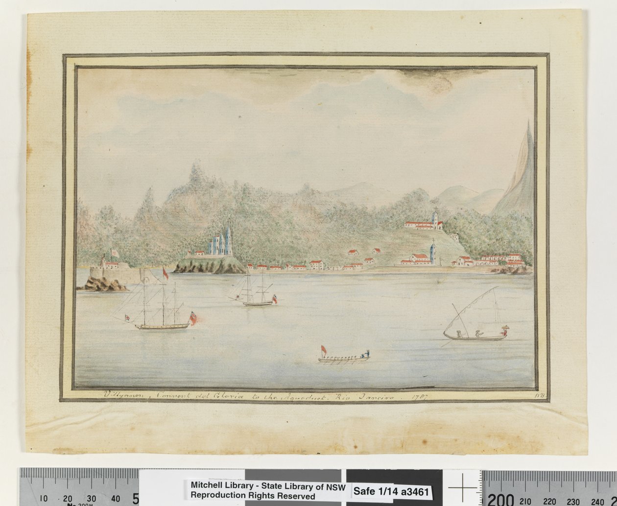 Em frente, p. 37. "Villyanon, Convento del Gloria para o Aqueduto. Rio Janeiro 1787