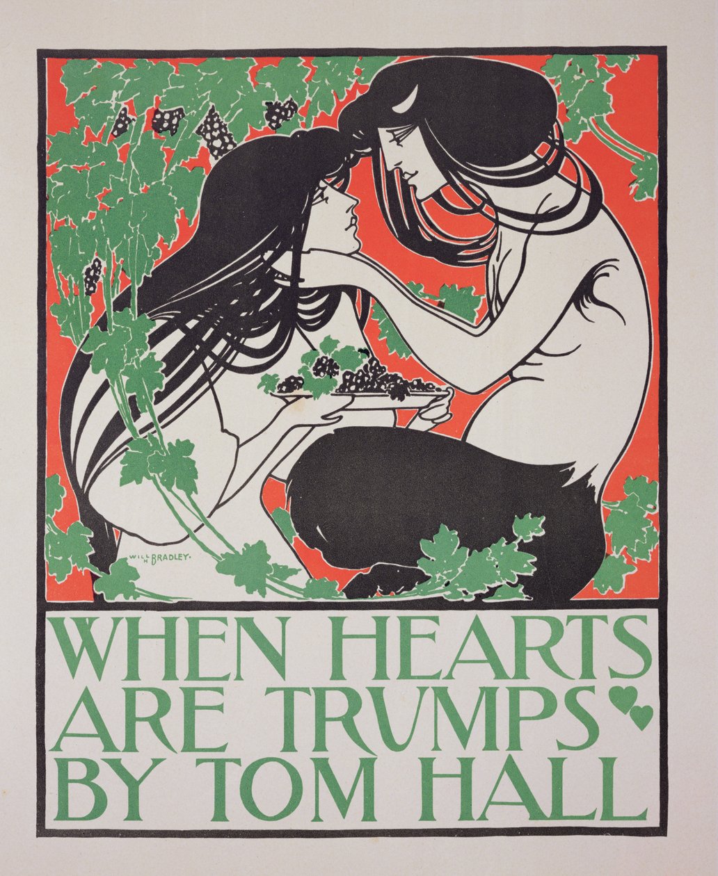 Reprodução de uma propaganda de pôster "When Hearts are Trumps" de Tom Hall (ver 41529) de William Bradley