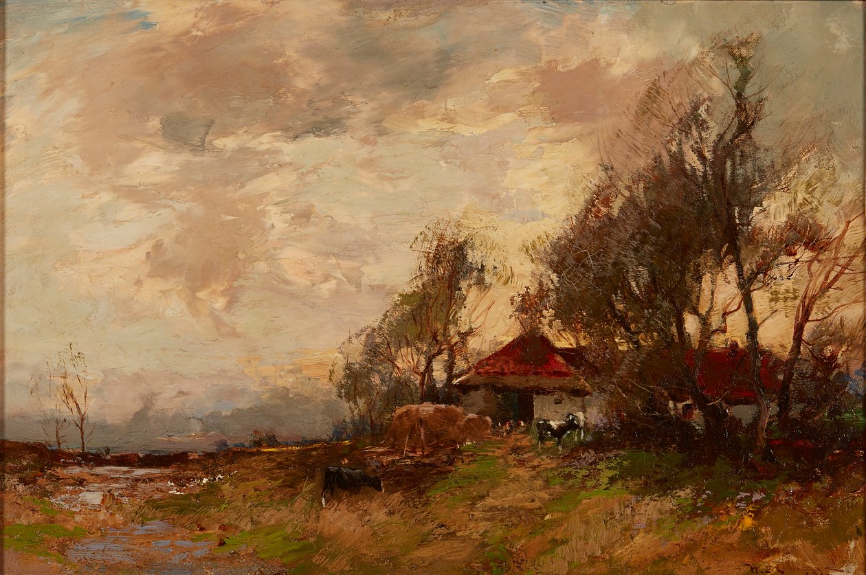 A Farm Steading (óleo sobre tela) de William Bradley Lamond