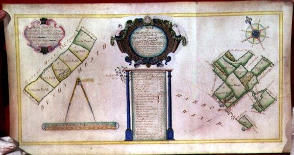 Arquivo 2420 Mapa da Quinta Mease Place, na paróquia de Harrow, pertencente ao New College, Oxford de William Brasier