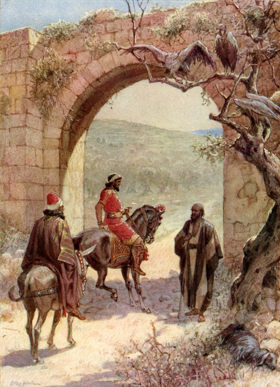 Acabe e Elias se encontram - Bíblia de William Brassey Hole