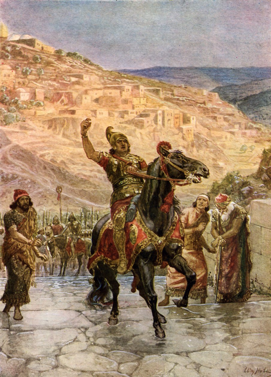 Assírio Rabsaqué exige a rendição de Jerusalém - Bíblia de William Brassey Hole