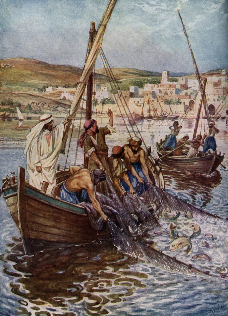 Quatro pescadores são chamados como discípulos - Bíblia de William Brassey Hole